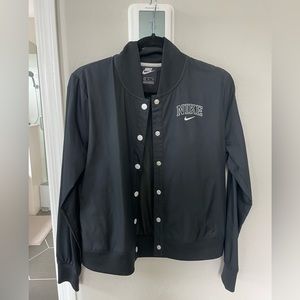 Nike Black Varsity Bomber Lightweight Jacket, Size Medium